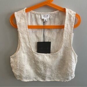 Le Lis Cream Textured Crop Tank Top